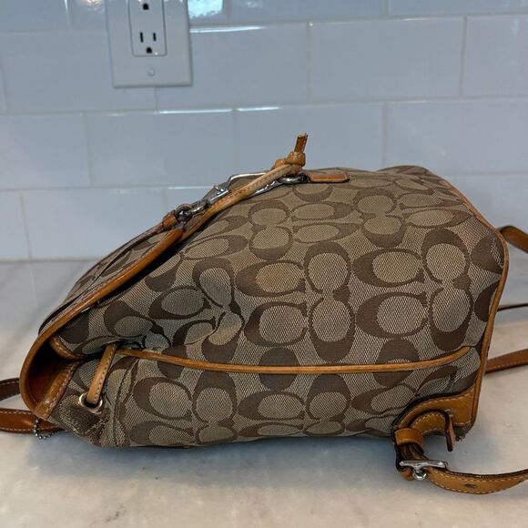 Coach Backpack Purse Handbag Vintage Y2K Jacquard Signature Logo Drawstring HTF - Picture 11 of 16